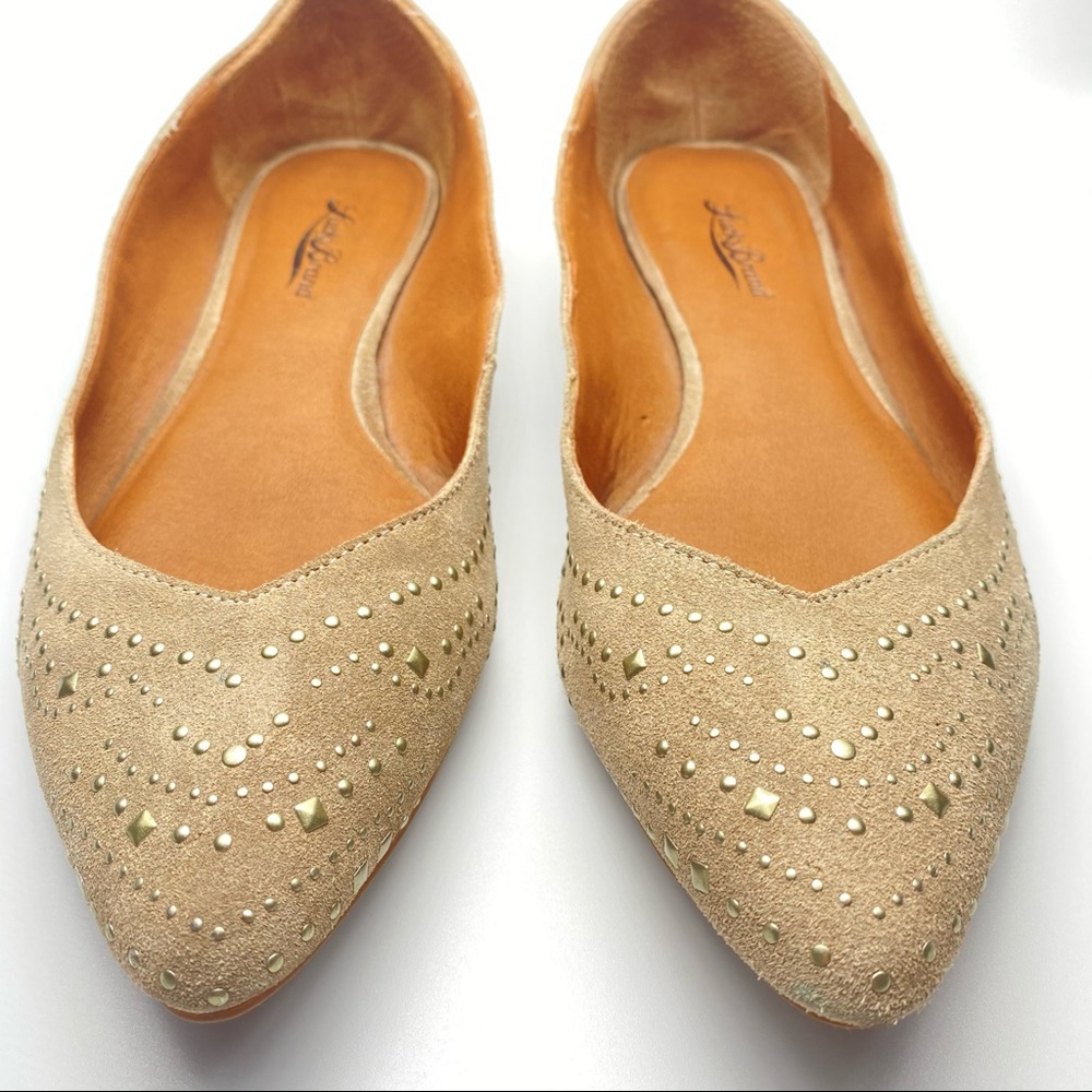 Regan Metallic Stud leather Flats pointed toe